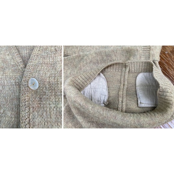 60s 100% Virgin Wool Fuzzy Cardigan Looks Very Mohair Vintage M Kurt Cobain - Picture 4 of 4